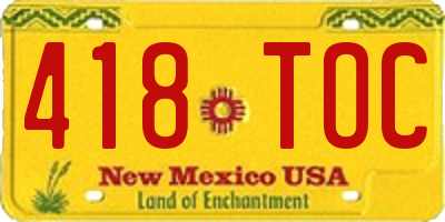 NM license plate 418TOC