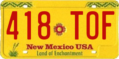 NM license plate 418TOF