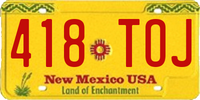 NM license plate 418TOJ