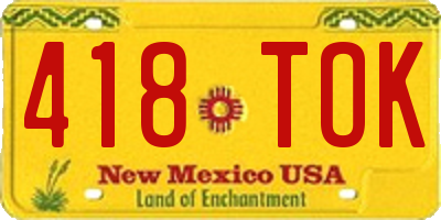 NM license plate 418TOK