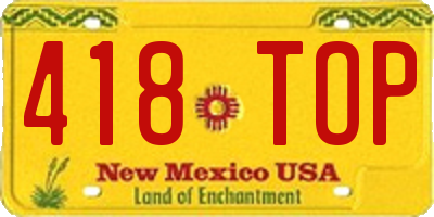 NM license plate 418TOP