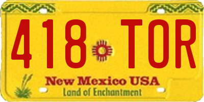 NM license plate 418TOR