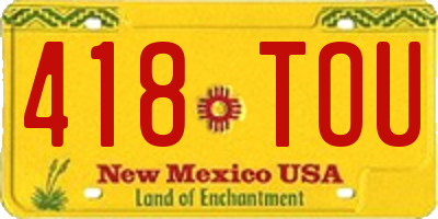 NM license plate 418TOU