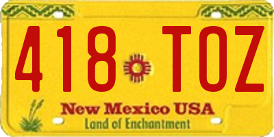 NM license plate 418TOZ