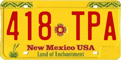 NM license plate 418TPA