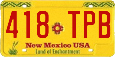 NM license plate 418TPB