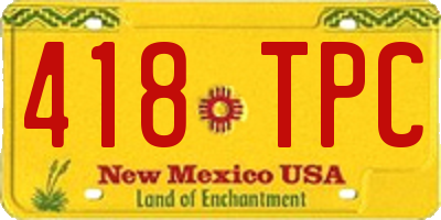 NM license plate 418TPC