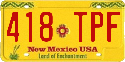 NM license plate 418TPF