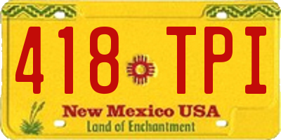 NM license plate 418TPI