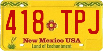 NM license plate 418TPJ