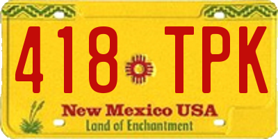 NM license plate 418TPK
