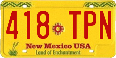 NM license plate 418TPN