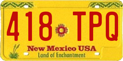 NM license plate 418TPQ