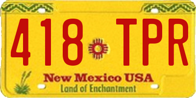 NM license plate 418TPR