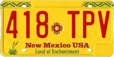 NM license plate 418TPV