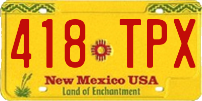 NM license plate 418TPX
