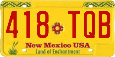 NM license plate 418TQB