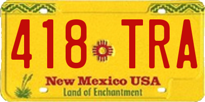 NM license plate 418TRA