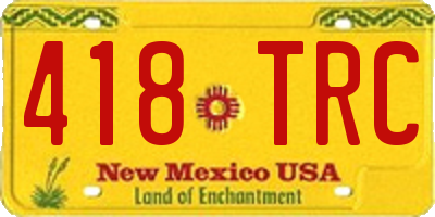 NM license plate 418TRC