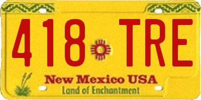 NM license plate 418TRE