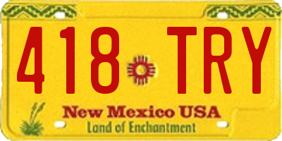 NM license plate 418TRY
