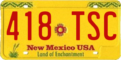 NM license plate 418TSC