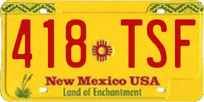 NM license plate 418TSF