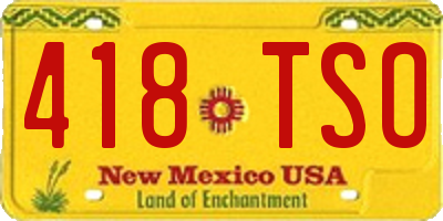 NM license plate 418TSO