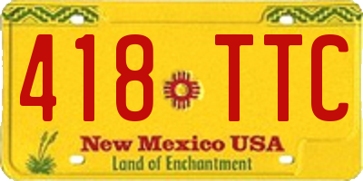 NM license plate 418TTC