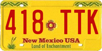 NM license plate 418TTK