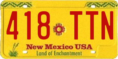 NM license plate 418TTN