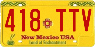 NM license plate 418TTV