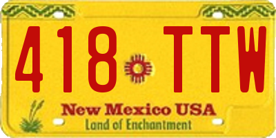 NM license plate 418TTW