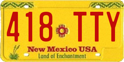 NM license plate 418TTY