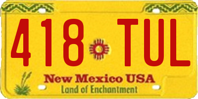 NM license plate 418TUL