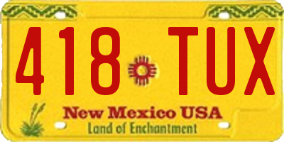 NM license plate 418TUX