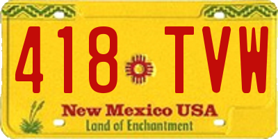NM license plate 418TVW
