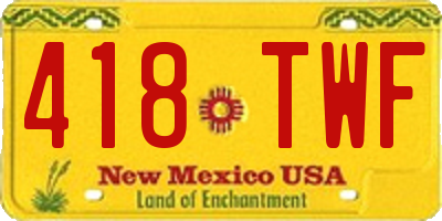 NM license plate 418TWF
