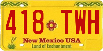 NM license plate 418TWH
