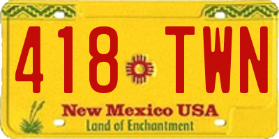 NM license plate 418TWN