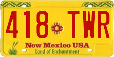 NM license plate 418TWR