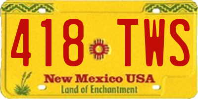 NM license plate 418TWS