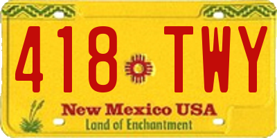 NM license plate 418TWY