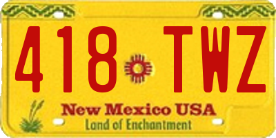 NM license plate 418TWZ