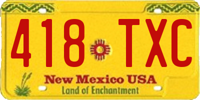 NM license plate 418TXC