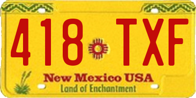 NM license plate 418TXF