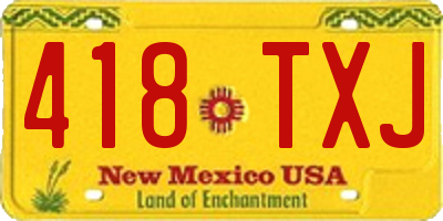 NM license plate 418TXJ