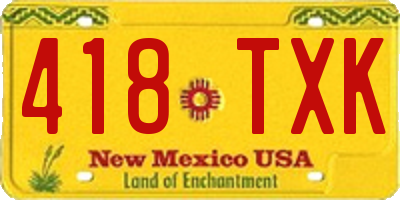 NM license plate 418TXK