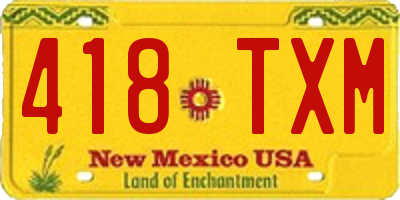 NM license plate 418TXM