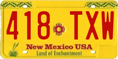 NM license plate 418TXW